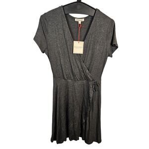 Rolla Coster Wrap Dress Women's Large Slimming Gray V Neck Tie Side NEW NWT